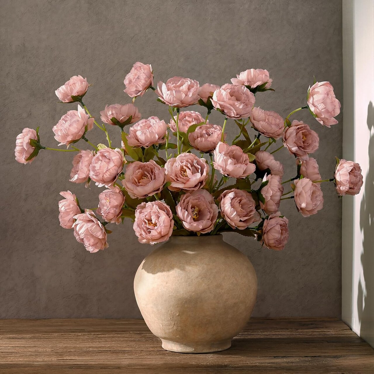 6 PCS 31” Artificial Peonies Flowers with 36 Blooms, Real Touch Faux Silk Large Peony Stems, Pink Fake Flowers for Vase, Wedding Centerpieces, DIY Bouquets, Rustic Home & Farmhouse Decor